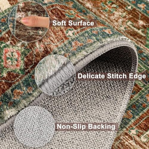 Yamaziot Washable Runner Rug Set of 3, Non-Slip Boho Hallway Kitchen Rug - Image 3