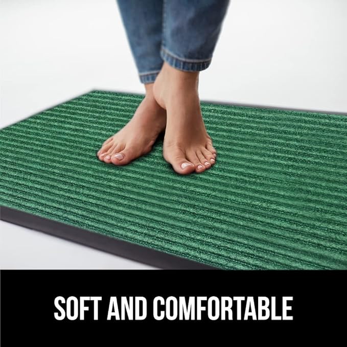 GORILLA GRIP Waterproof Traffic Guard Door Mat, Heavy Duty Entryway Mats, Strong Rubber Back Commercial Utility Rugs for Office Hallway, Garage Floor and Home, Low Profile Carpet Runner, 29x17, Green