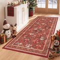 3x6 Christmas Runner Rug for Hallway,Washable Kitchen Rug,Red by Restydon