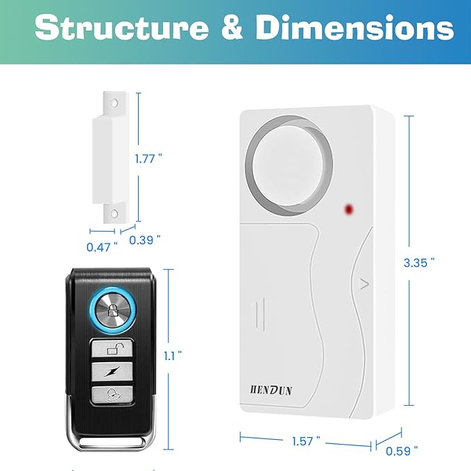 HENDUN Updated Door Alarm for Home Security,Pool Alarm for Kids Safety, House Security Sensor,Door Chime with Delay,Wireless Doorbell Ring When Opened (1)