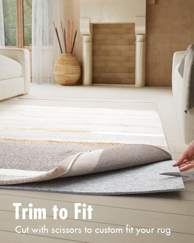 Resare Non Slip Rug Pad Gripper - 8x10 Feet 1/8" Extra Thick Felt Under Rug for Area Rugs and Hardwood Floors,Super Cushioned Non Skid Carpet Padding