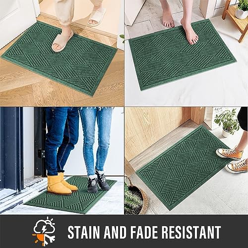 HIYARD Sturdy Front Door Mat, Absorbent Muddy Dirt Resist Welcome Door Mats Outdoor Indoor, Stain and Fade Resistant, Non-Slip Rubber Backing Low Profile Doormat for Entryway, 30×17, Green - Image 5