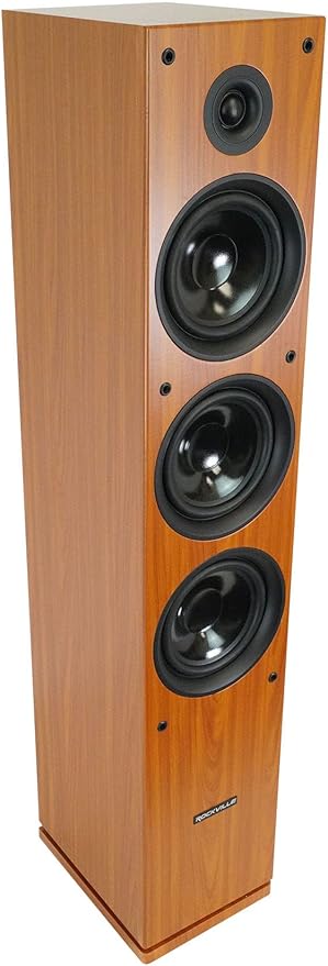 Rockville RockTower 68C Passive Tower Speaker, 8 Ohm, Classic Wood Grain, 500W Peak, 3-Way, Dual 6.5", MDF Cabinet, Detachable Grille, for Home Audio