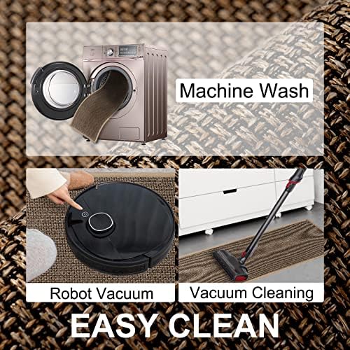 SUMLANS Kitchen Mats Set of 2 PCS for Floor, Washable Non Slip Rugs, Brown - Image 3