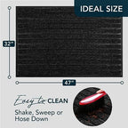 ubdyo Extra Durable Door Mat Outside Entrance (47" x 32", Bright Black) - Image 2