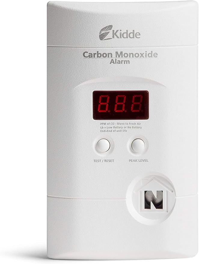 Kidde Carbon Monoxide Detector, Plug In Wall with 9-Volt Battery Backup, Digital LED Display - 6 Pack