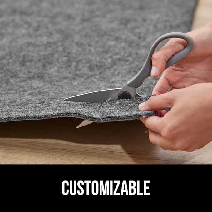GORILLA GRIP Felt and Natural Rubber Stay in Place Slip Resistant Rug Pad, 1/8in Thick, 8x10 FT Protective Padding Under Area Rugs, Cushioned Gripper Pads, Carpet Runners, Hardwood Floors Protection