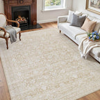 8x8 Area Rugs Living Room: Bedroom Washable Carpet Natural Beige - Image 3