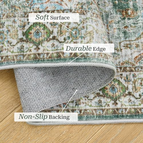 Madane Kitchen Runner 2'6''x8' Soft Rug Runners for Hallways, Green - Image 4