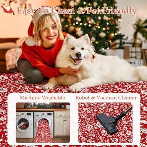 HUGEAR 2x6 Christmas Red Floral Washable Runner Rug for Hallway - Image 6