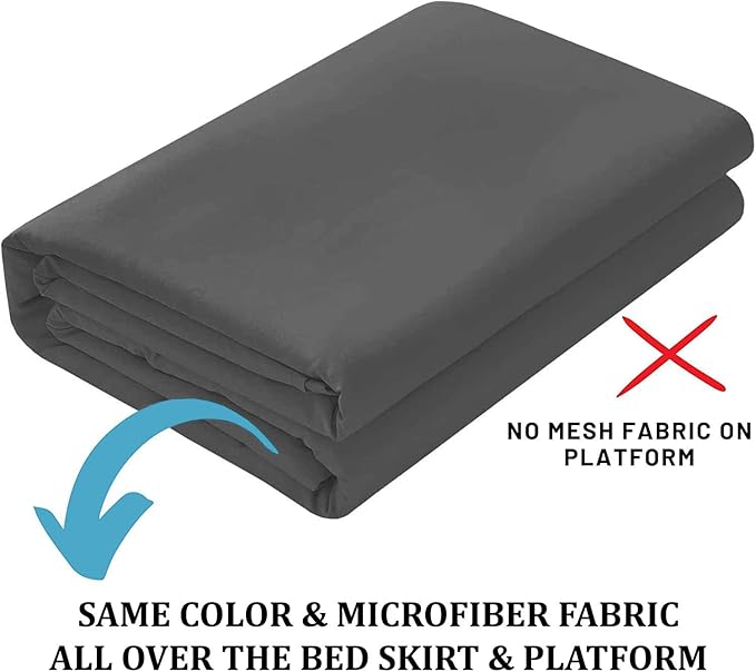 Ruffled Bed Skirt with Split Corners, Dark Grey, Twin 12 Inch Drop Bedskirt, Hotel Quality Brushed Microfiber Wrinkle Free Dust Ruffle Bed Skirt Twin Size