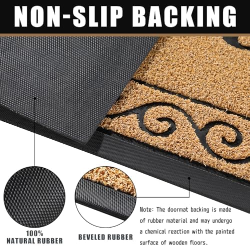Yimobra Welcome Mats for Front Door 36x24, Heavy Duty Waterproof Outdoor Door Mat Outside Entrance, Non-Slip Low Profile Indoor Entryway Mat for Garage Patio, Yellow - Image 3