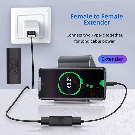 chenyang USB C Connector USB4 Type C Female to Female 240W Power 40Gbps Data 8K Video Extension Connector Adapter