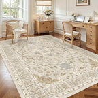 Madane 5x7 Area Rugs for Living Room, Non-Slip Washable Rug, Beige/Blue - Image 4