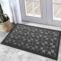 Bulijojo Sturdy Front Entrance Doormats,Durable Heavy Duty Welcome Mat,Thick Absorbent Natural Rubber Non Slip Mat,Easy Clean Entryway Mat Geometric Grey 23"x35" by ShowYourStyle