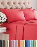 Queen 6 Piece Sheet Set - Cooling, Comfy & Breathable - Hotel Luxury Bedding, Includes Fitted Sheet for Women, Men, Kids and Teens - 1 Flat, 1 Fitted Sheet, 4 Pillowcases with Deep Pockets - Red