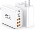 USB C Charger Block,2 Pack 65W 6 Port USB C Wall Charger,6 in 1 iPhone Charger Fast Charging PD+QC Power Adapter Multiport Type C Brick Chargers for iPhone 17/16/15/14/13/12/Pro Max/XS/Samsung