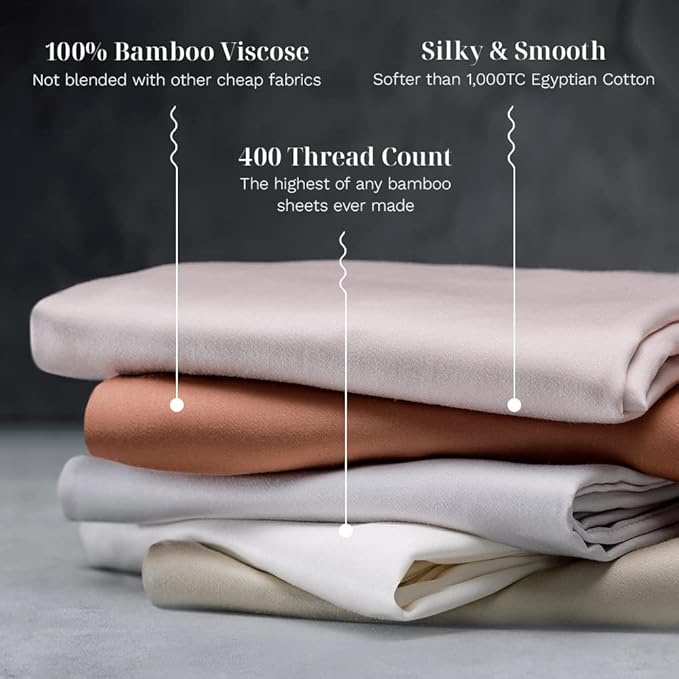 LUXOME Luxury Sheet Set | 100% Rayon (Viscose) from Bamboo | Split King - Blush | Deep Pockets | 5-Piece Set (2 Fitted, Flat, 2 Pillowcases)