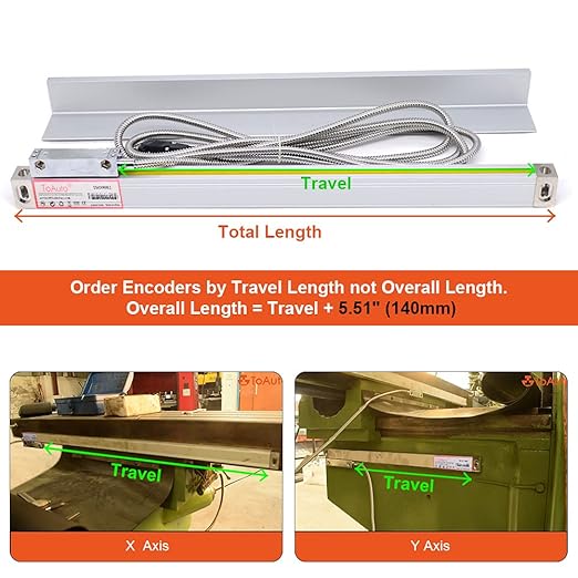 FASTTOBUY 3 Axis Digital Readout 4"+20"+40" DRO Display 5um Precision Linear Scale Encoder 100mm+500mm+1000mm for CNC Wire Milling Cutting Machine