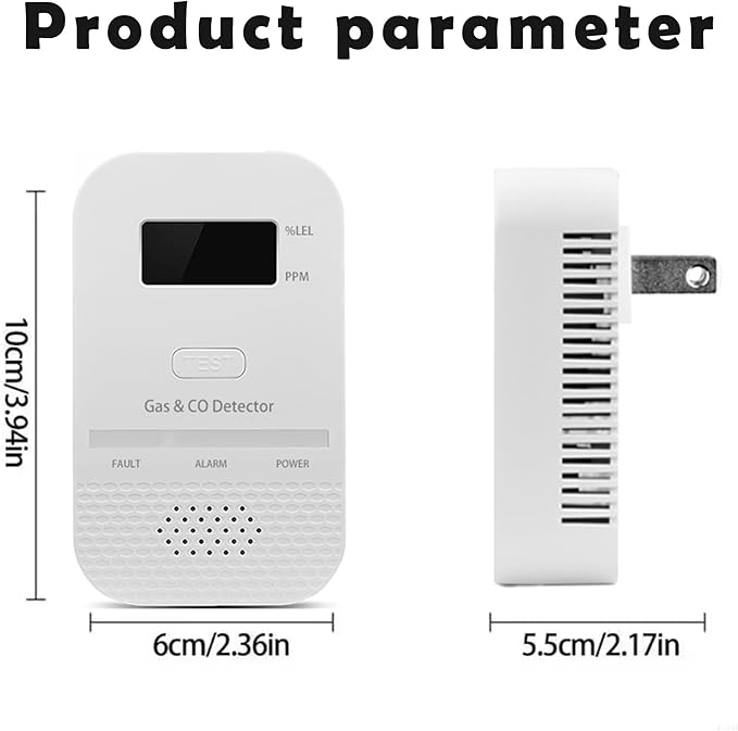 5PCS 2-in-1 Carbon Monoxide and Combustible Gas Detectors Combination, Plug in Co Leak Detector LNG LPG Monitor for Home Travel RV Essentials, Sound Alarm Over 85dB, 50-Feet Detection Range