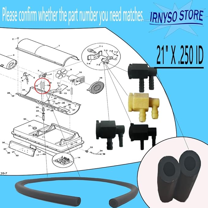 Irnyso Replacement Heater burner Fuel Line Tube Air Line M50814-03 21" X 0.250 ID Fits Reddy, Remington, Master, Knipco, Dayton, John Deere, and other (2pack)