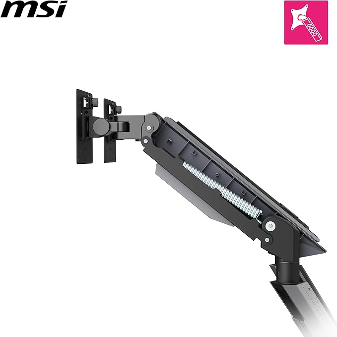 MSI MPG MT161DR - Premium RGB Dual Monitor Stand Arms, 17-38" Support, VESA Compatible, Adjustable Spring Assisted Mount, 35.2 lbs per Screen Capacity, Clamp & Grommet, Quick Release Plate - Black