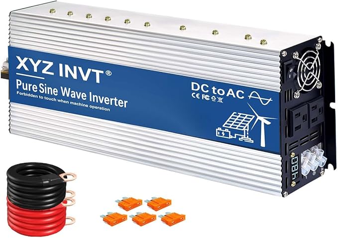 XYZ INVT 3500W Pure Sine Wave Inverter 48V to 120V AC, 7000W Peak Power - Portable Power Converter for Solar System, Off-Grid Home, RV, Truck & Camping