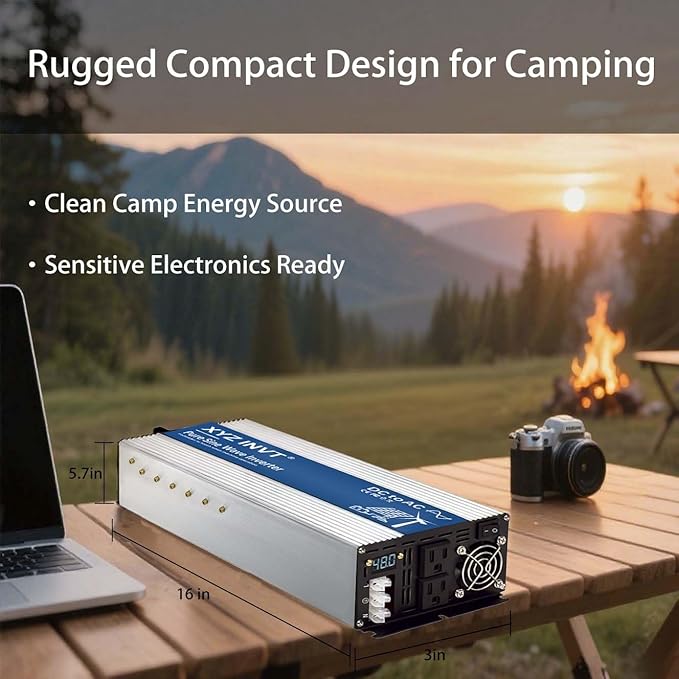 XYZ INVT 3500W Pure Sine Wave Inverter 48V to 120V AC, 7000W Peak Power - Portable Power Converter for Solar System, Off-Grid Home, RV, Truck & Camping