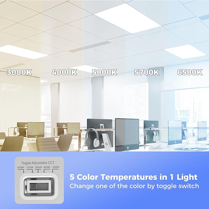 Aphyni 24 Pack 2x4 LED Flat Panel Light, Bright 9100LM Flush Mount Office Kitchen Ceiling Light Fixtures,Dimmable,Selectable 5 CCT 3000K/4000K/5000K/5700K/6500K, 5 Wattages 30W/40W/50W/60W/70W