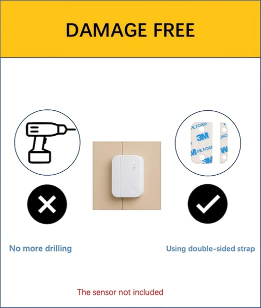 Adhesive Replacement Strips for Ring Contact Sensor 2nd Gen - Pre-Cut Double-Sided Tape 12-Pack (12Sensor&12Magnet Pads), No Cutting Needed, Secure Mounting for Door/Window Alarm Systems (6 Pack)