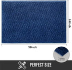 HIYARD Sturdy Front Door Mat, Absorbent Muddy Dirt Resist Welcome Door Mats Outdoor Indoor, Stain and Fade Resistant, Non-Slip Rubber Backing Low Profile Doormat for Entryway, 36×24, Blue - Image 2