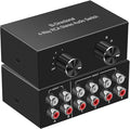 4-Way Stereo Audio Switcher, Bi-Directional Audio Selector Box for Blu-ray Players or DVD Players Active Speakers (2In-4Out/4In-2Out)