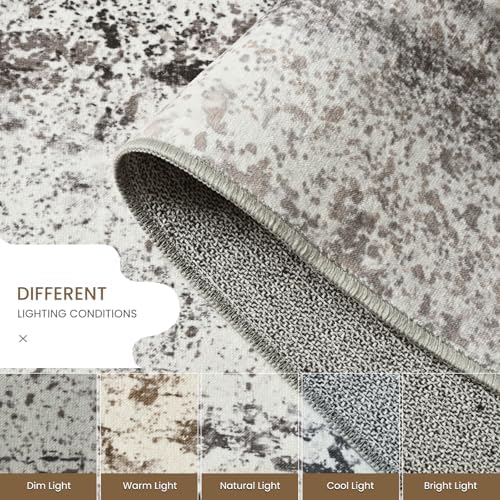 Ompaa Living Room Rug 5x8 Coffee Area Rug Machine Washable Boho Rug Non Slip Abstract Vintage Indoor Large Rugs for Bedroom, Classroom, College Dorm, Farmhouse, Dining Room, Kids Playroom - Image 6