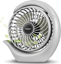 Viniper Portable Rechargeable Fan, Small Desk Fan : 3 Speeds & about 8-24 Hours Longer Working, 180° Rotation, Portable Fan Small but Mighty, Strong Wind (Grey, Light Black Blade)