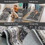 Square Rugs 5x5 Washable for Entryway: Non Slip Indoor Foot Carpet for Living Room, Boho Soft Black 5'x5' Low Pile Neutral Area Rug for Kitchen Dining Room Bathroom (Black, 5x5) - Image 5