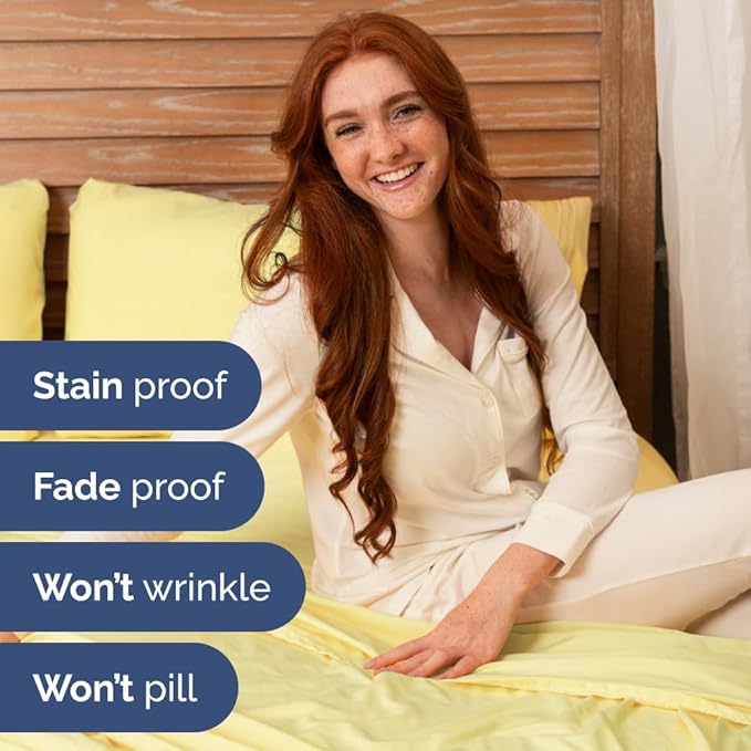 Full XL Bed Sheet Set - 4 Piece Extra Long Extended Full XL Sheets - Soft, Breathable & Cooling - Fits 8" to 16" Mattress w/ Deep Pockets - 54" x 80" - Easy-Fit, Wrinkle and Fade Resistant - Yellow