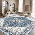 Amada Large 10x12 Washable Area Rug for Living Room, Blue, Vintage Pattern by AMADAHOMEFURNISHING