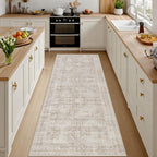 2'6''x8' Hallway Washable Runner Rug: Neutral Kitchen Carpet Brown by Luxturiy