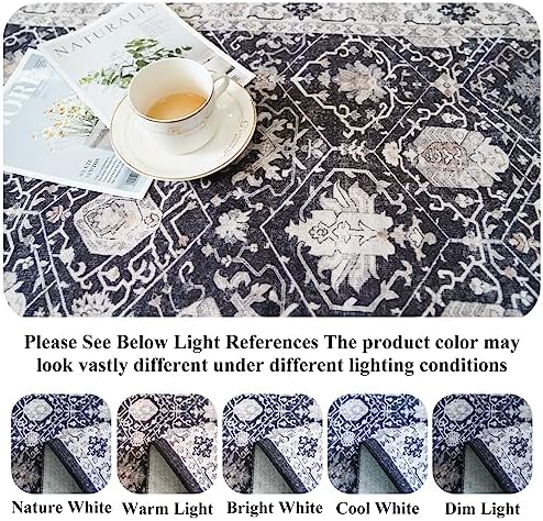 Vintage 10x14 Washable Area Rug: Large Living Room Rugs Indoor Soft Stain Resistant Carpet with Non-Slip Backing for Bedroom Dining Room Farmhouse Low Pile Floor Mat for King Size Bed (10x14 Black) - Image 3