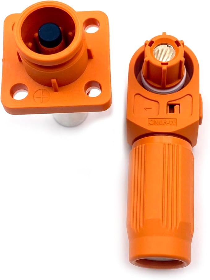 1 Set Battery Energy Storage Connector, 150A High Current Connectors Quick Plug Terminal Orange Right Angle Plug and Socket IP67 Waterproof Power Adapter Crimping 35mm² Wiring (1500V)