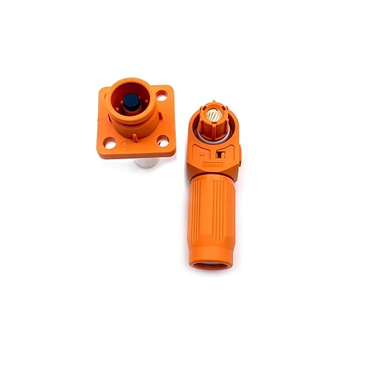 250A Battery Energy Storage Connector, 70mm² High Current Connectors IP67 Waterproof Crimping Wiring Power Adapter Quick Plug Terminal Right Angle Plug and Socket (1500V Black+Orange)