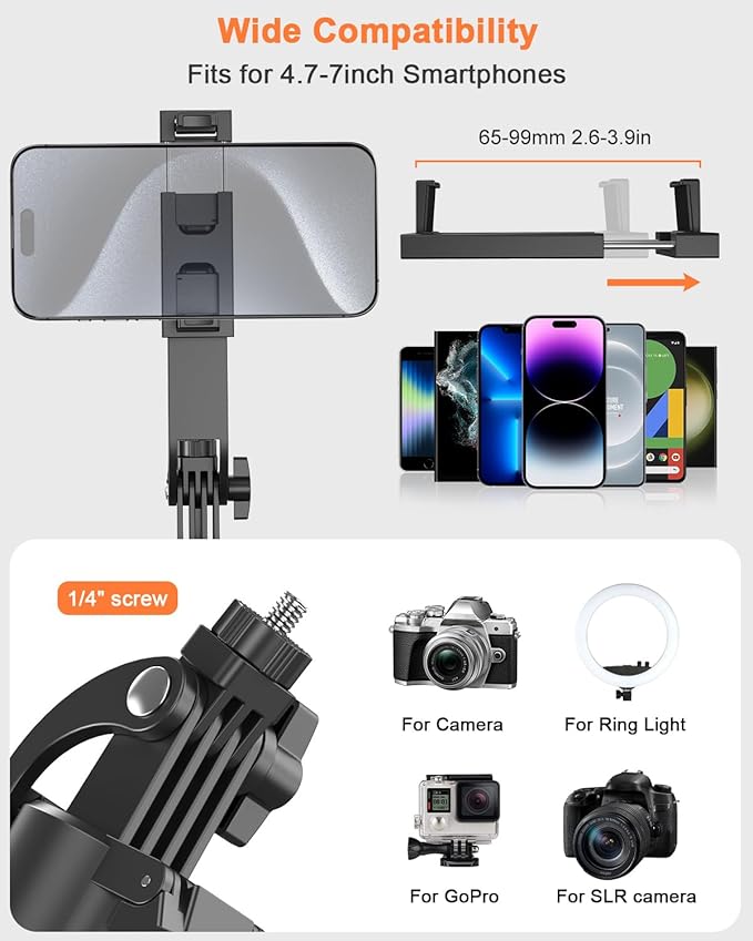 Yeaki 71” Auto Face Tracking Tripod for iPhone with Light,360° Rotating Phone Stand with Rechargeable Remote Control for TikTok Vlog Video Recording, Phone Tripod for Android Camera/GoPro/Ring Light