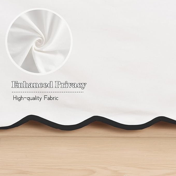 HIG Off-White Chic Twin XL Bed Skirt - Easy Fit Scallop Edge Pleated Bedskirts, 14 Inch Drop Anti-Slip Dust Ruffle, Thick Fabric for Enhanced Privacy, Pre-Washed for Long-Lasting Use(N60022)