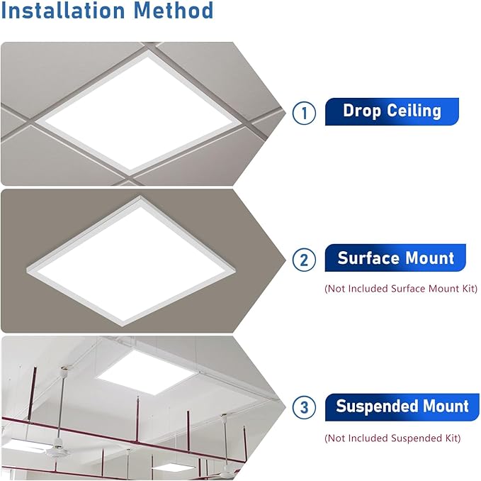 CycevSun 6-Pack 2x2 LED Flat Panel Light Drop Ceiling, 40W, Bright 4400LM, 3CCT 3000K/4000K/5000K Switchable, 0-10V Dimmable, 100-277V, ETL Listed