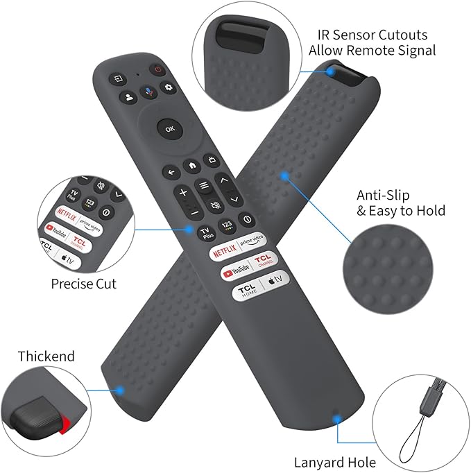 Hi Color Silicone Cover for TCL RC813 FMB1/RC923/RC902V Remote Protective Case Sleeve for TCL Smart TV Remote RC813 FMB1 Case Cover (Dark Grey)