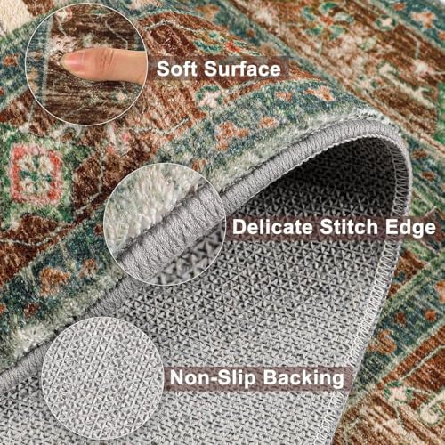 Yamaziot Washable Runner Rug, 2x6 Non-Slip Boho Vintage Hallway Kitchen Rug - Image 3