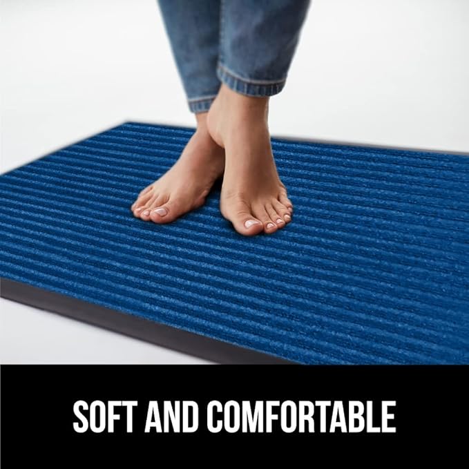 GORILLA GRIP Waterproof Traffic Guard Door Mat, 72x48, Heavy Duty Entryway Mats, Strong Rubber Back Commercial Utility Rugs for Office Hallway, Garage Floor and Home, Low Profile Carpet Runner, Blue