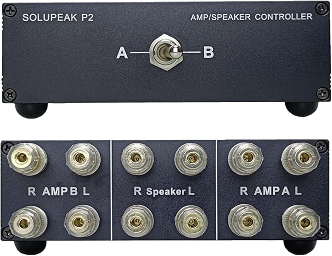 SOLUPEAK P2 2(1)-in-1(2)-Out Amp Amplifier Speaker Switcher Selector Switch Splitter 2-Way Loudspeaker Control Combiner Box