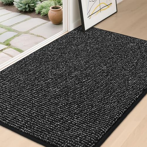 BEQHAUSE Dirt Trapper Door Mat 32" x 48", Non-Slip Washable Doormats, Black by BEQHAUSE
