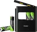 Kratax 3700mWh AA Rechargeable Lithium Batteries with Charger, 4 Pack high Capacity Double A li-ion Batteries 1.5v, Long Lasting, Card Charger with AA Lithium Battery Rechargeable for Outdoor Cameras